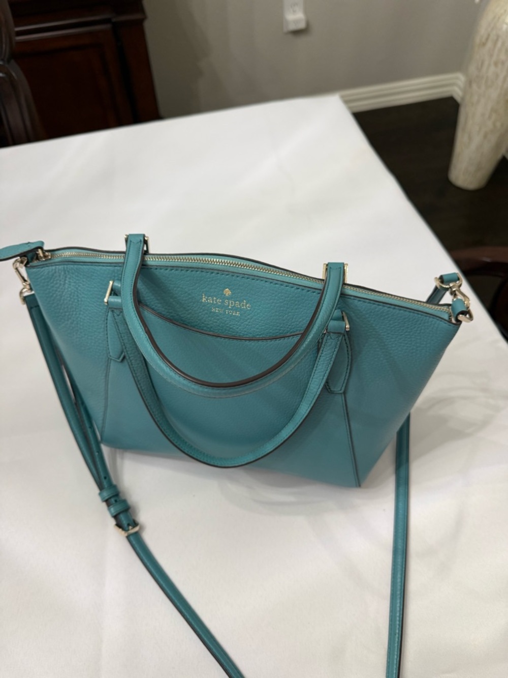 Kate Spade New York Turquoise Leather Satchel - Picture 3 of 10